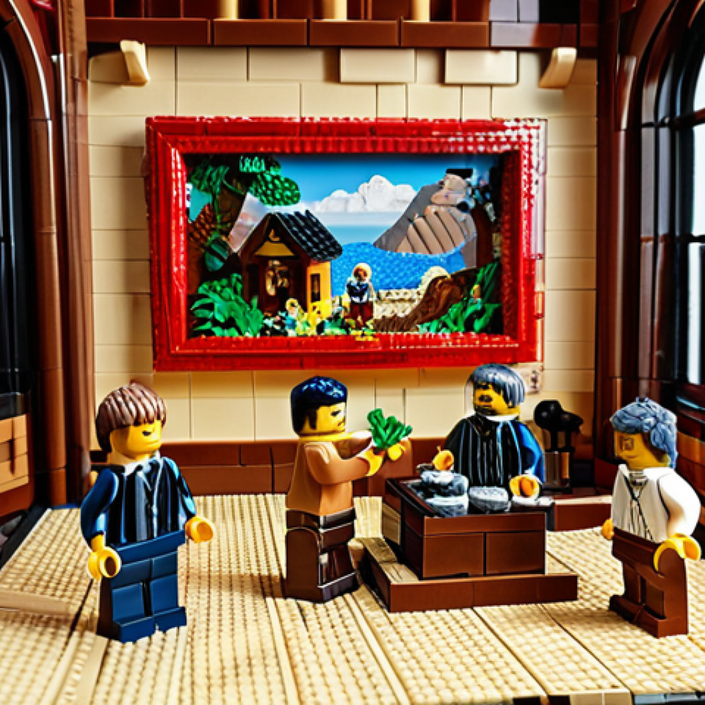 **

A vibrant and detailed LEGO model of a famous artwork or movie scene, meticulously recreated with LEGO bricks. The scene should showcase creativity and skill in LEGO construction, appealing to judges in a LEGO competition. Add টেকনিক্যাল LEGO elements to show movement.

**