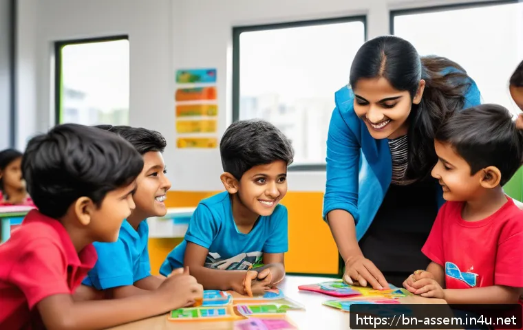 레고 코딩 로봇 키트 - A group of joyful Bengali children aged 5 to 8, wearing colorful casual clothes and diapers for the ...