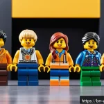 Home 19 레고로 만든 캐릭터의 인기 비결 - A highly detailed modern LEGO character scene showing diverse minifigures with expressive faces, int...