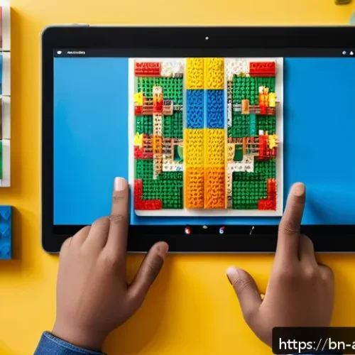 Home 30 레고 창작 앱 활용법 - A vibrant and detailed digital workspace showcasing a user-friendly LEGO Creative app interface on a...